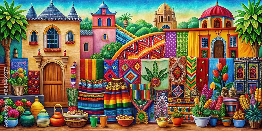 Fototapeta premium Mexican Art Style Illustration