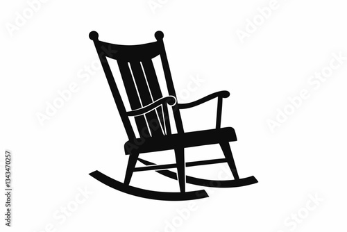 rocking chair line art silhouette vector illustration