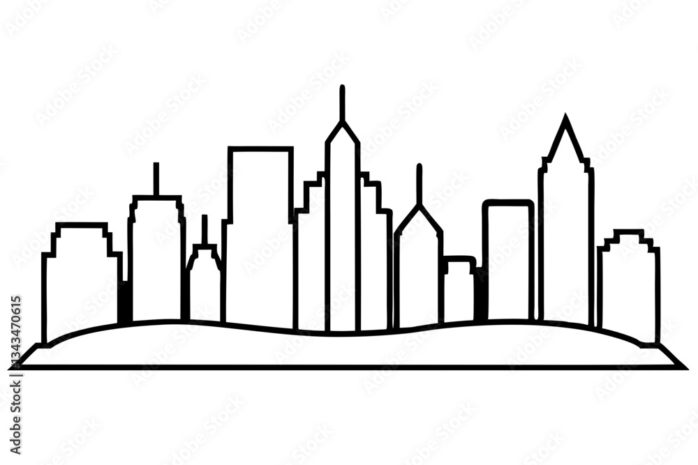 Obraz premium skyline line art silhouette vector illustration