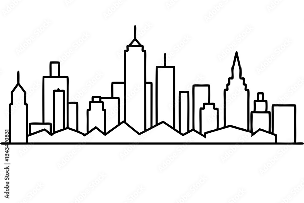 Fototapeta premium skyline line art silhouette vector illustration
