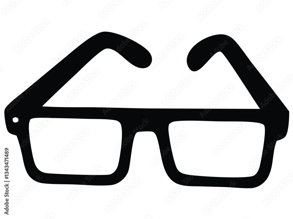 Simple Rectangular Eyeglasses Illustration for Retro Style Themes Simple Rectangular Eyeglasses Illustration for Retro Style Themes