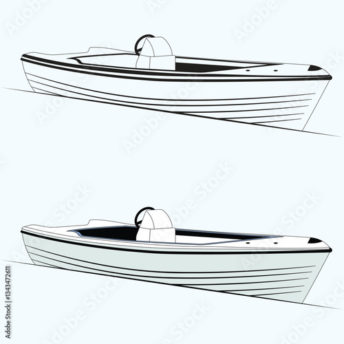 Boat Vector Line Art Illustration
