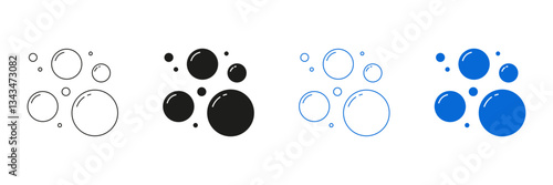 Bubbles Line And Solid Icon Set. Bubble Variations Symbol Collection. Isolated Vector Illustration
