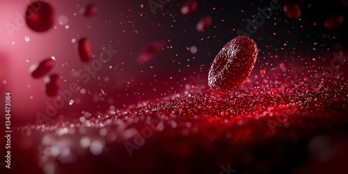 Red Blood Cells Flowing in Vein Macro View 3D Render Health and Medicine Concept Illustration
