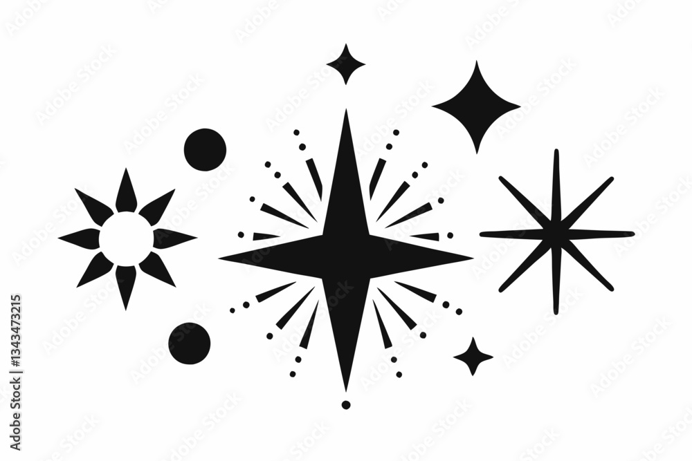 Fototapeta premium sparkles icons line art silhouette vector illustration