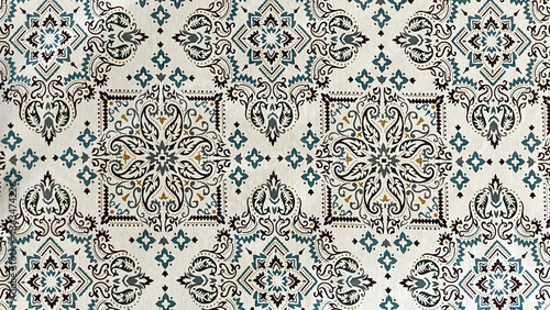 Fabric with geometric designs, seamless linen cloth design
