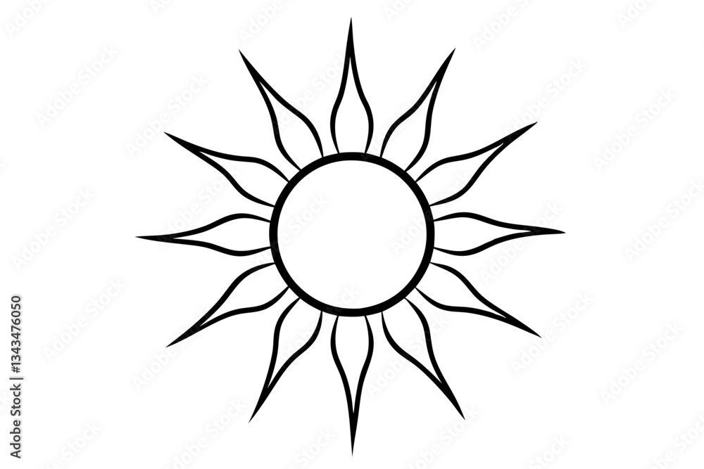 Naklejka premium sun line art silhouette vector illustration