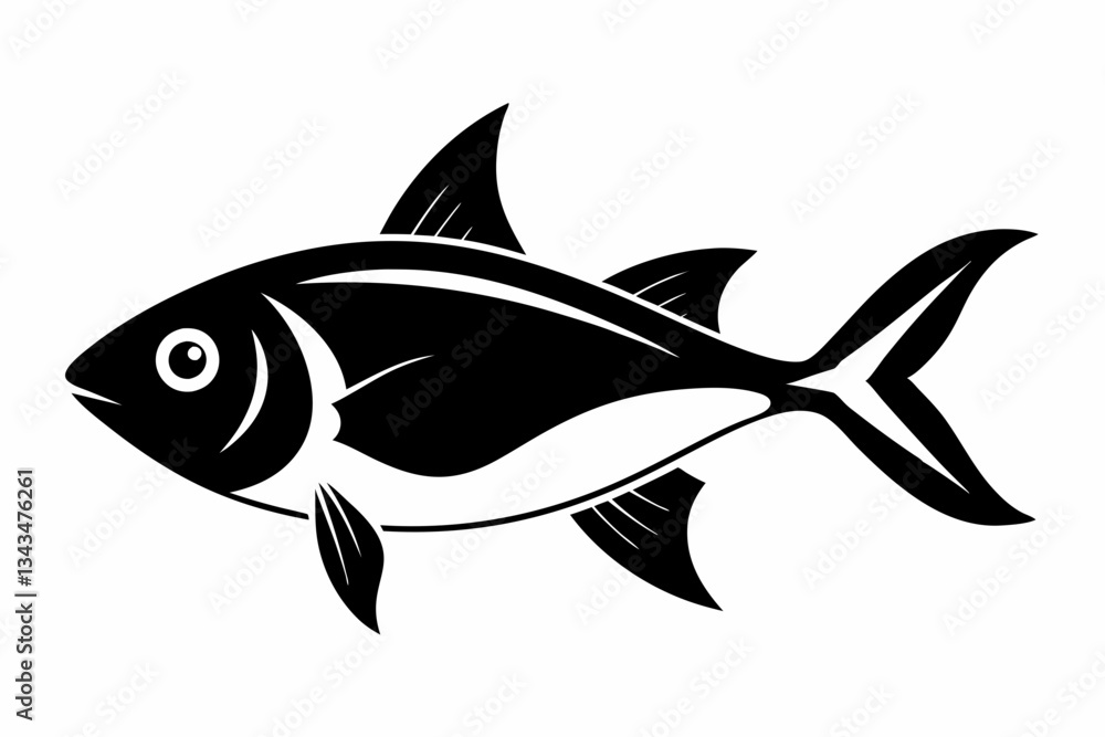 Fototapeta premium tetra fish line art silhouette vector illustration