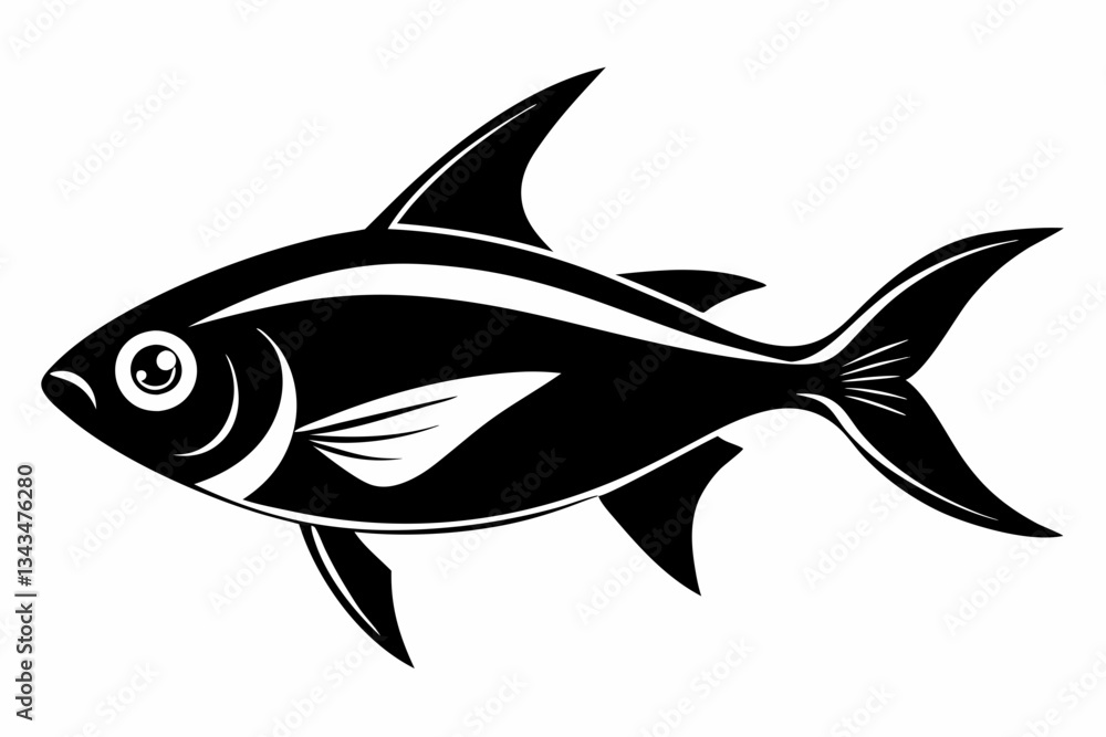 tetra fish line art silhouette vector illustration tetra fish line art silhouette vector illustration