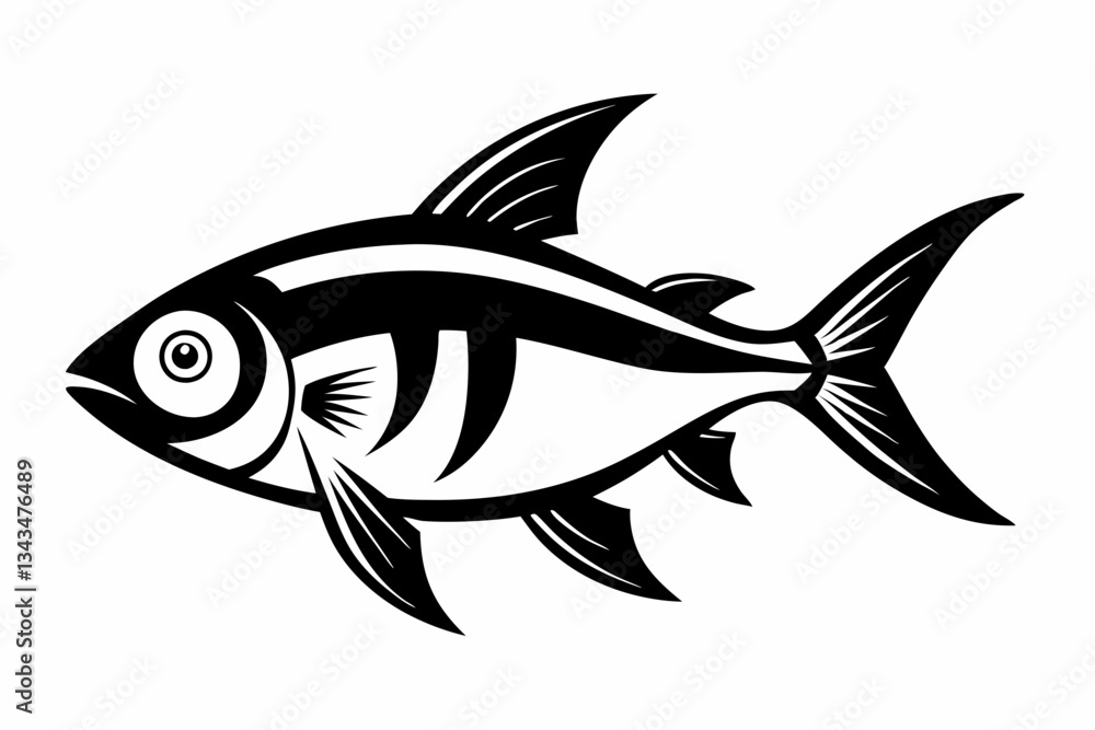Fototapeta premium tetra fish line art silhouette vector illustration
