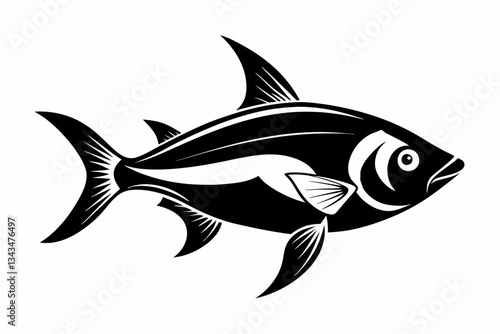 tetra fish line art silhouette vector illustration