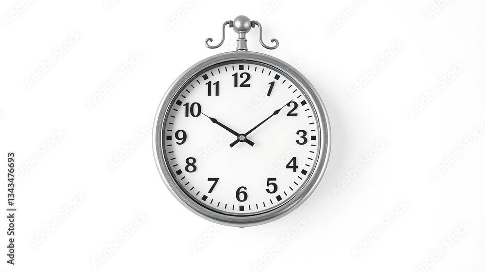 Modern Wall Clock Against Clean White Background Modern Wall Clock Against Clean White Background