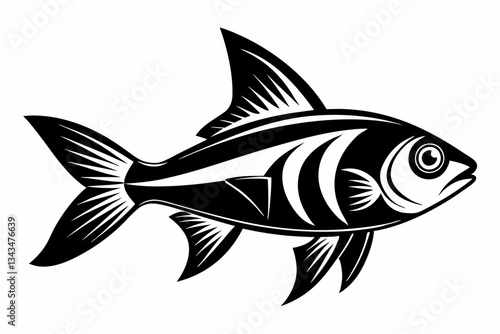 tetra fish line art silhouette vector illustration