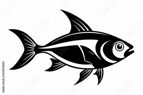 tetra fish line art silhouette vector illustration
