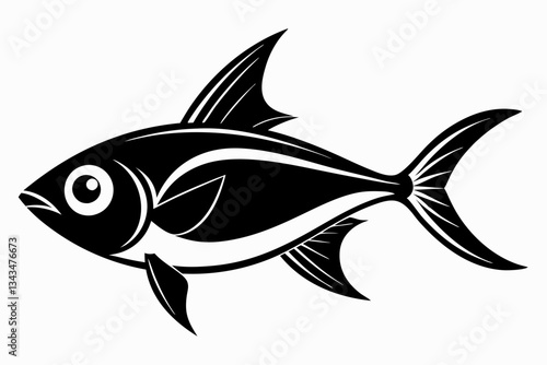 tetra fish line art silhouette vector illustration
