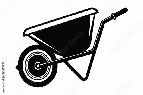 wheel barrow line art silhouette vector illustration