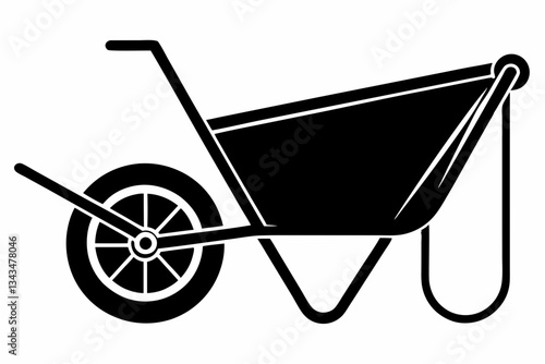 wheel barrow line art silhouette vector illustration