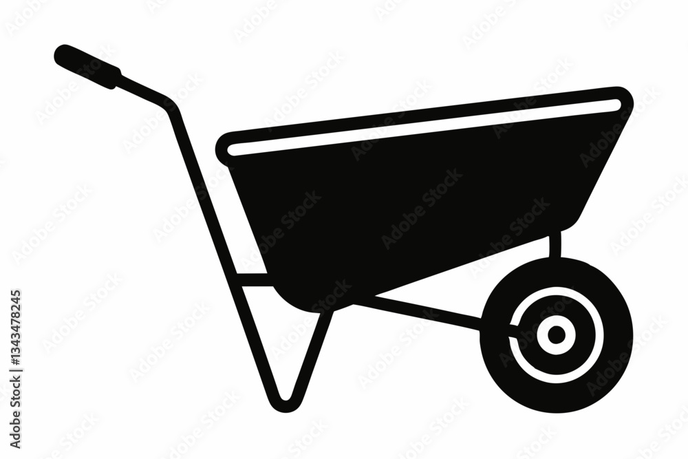 wheel barrow line art silhouette vector illustration wheel barrow line art silhouette vector illustration