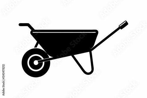 wheel barrow line art silhouette vector illustration