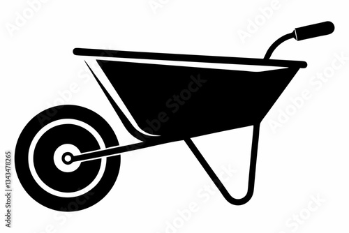 wheel barrow line art silhouette vector illustration