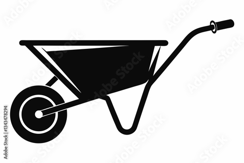 wheel barrow line art silhouette vector illustration