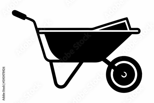 wheel barrow line art silhouette vector illustration