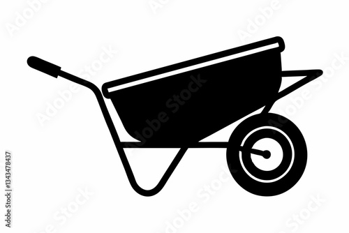wheel barrow line art silhouette vector illustration