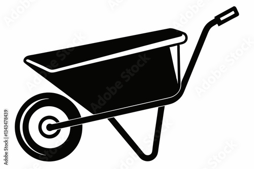 wheel barrow line art silhouette vector illustration