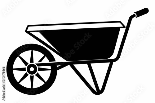 wheel barrow line art silhouette vector illustration