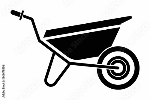 wheel barrow line art silhouette vector illustration
