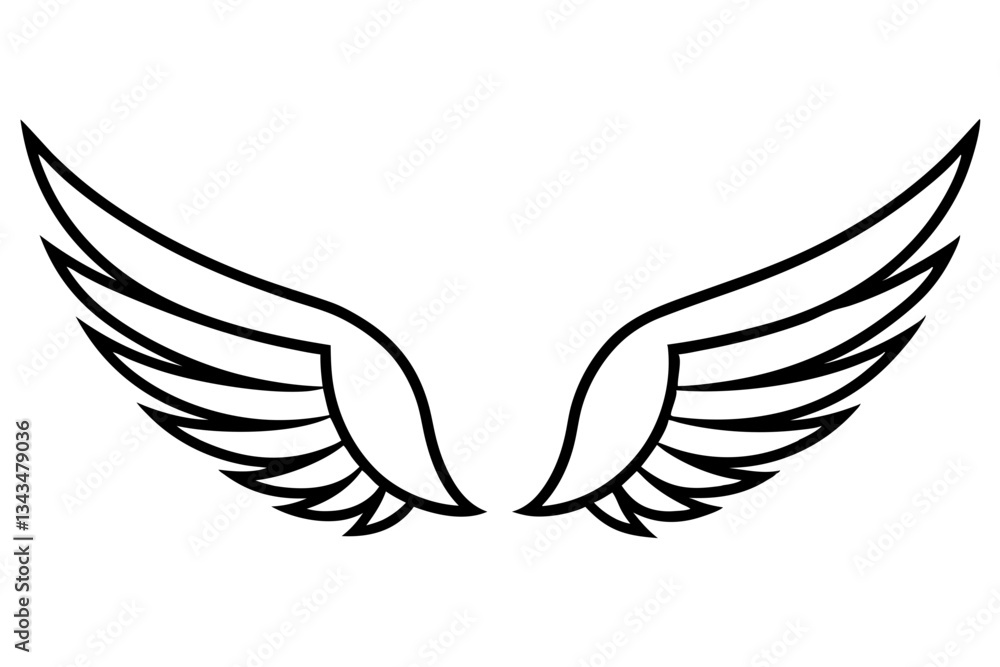 Fototapeta premium wings line art silhouette vector illustration