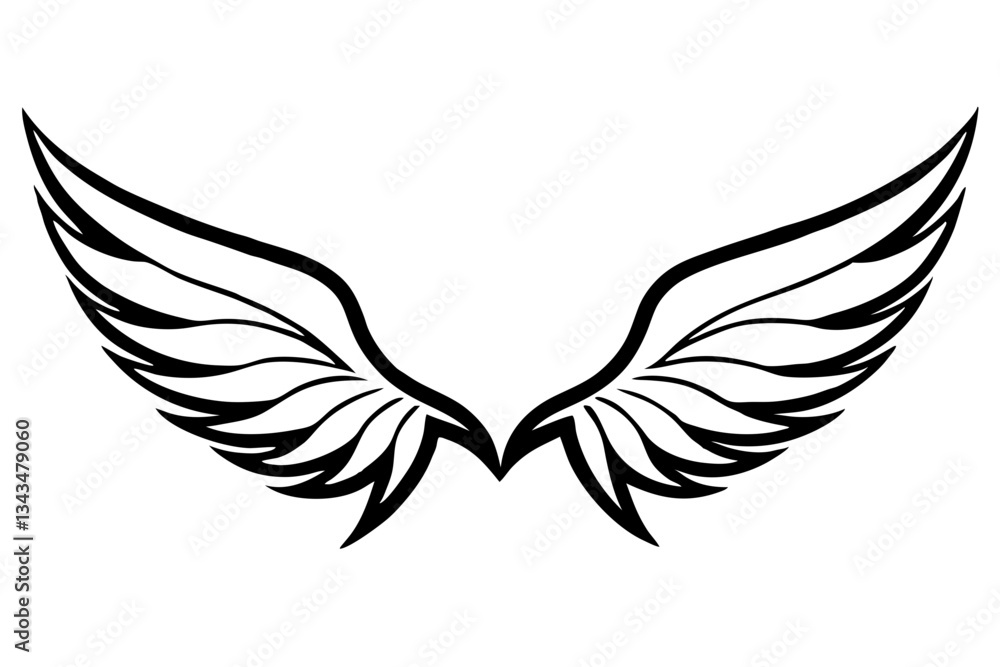 Fototapeta premium wings line art silhouette vector illustration