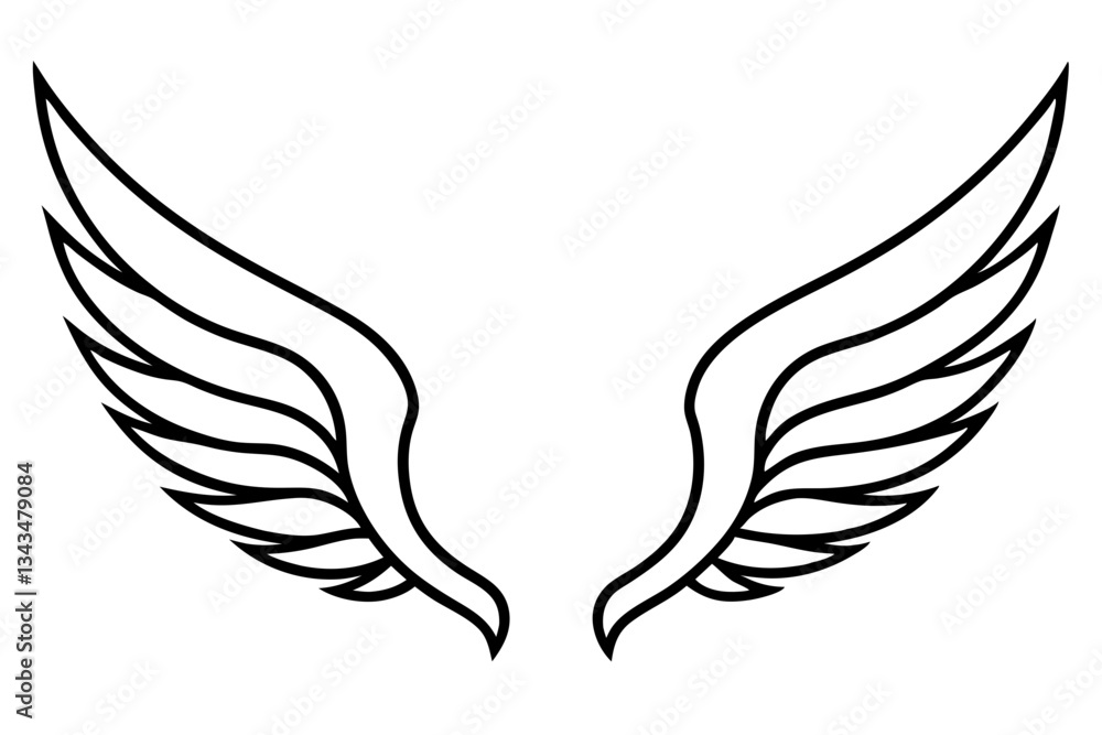Fototapeta premium wings line art silhouette vector illustration