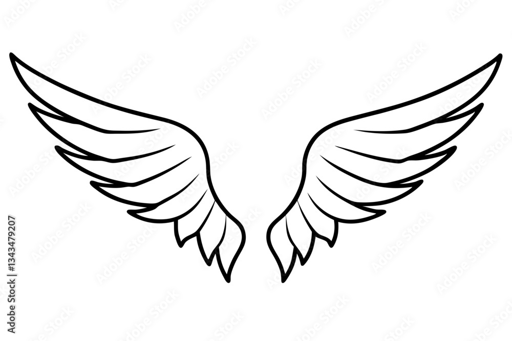 Fototapeta premium wings line art silhouette vector illustration