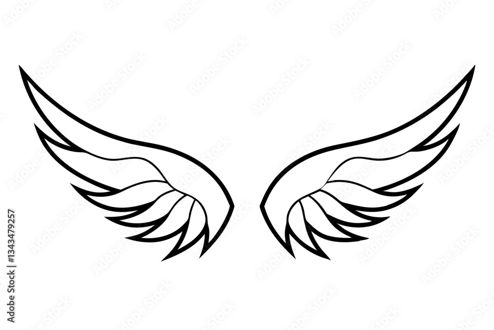 Fototapeta premium wings line art silhouette vector illustration