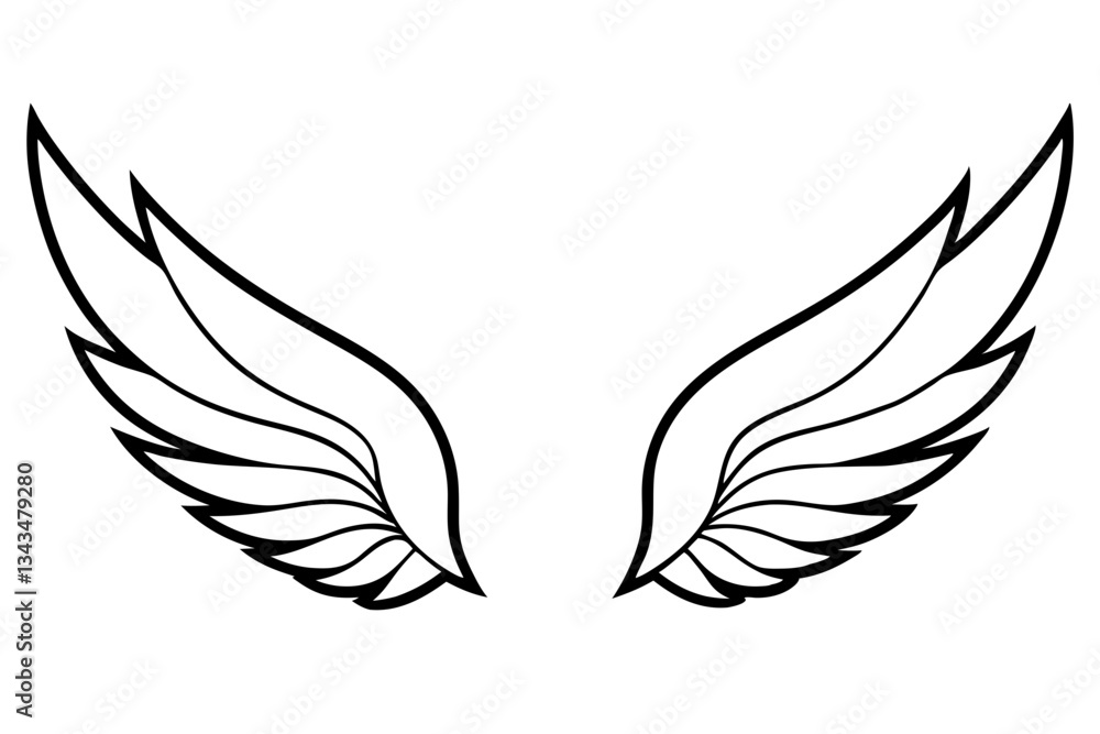 Fototapeta premium wings line art silhouette vector illustration
