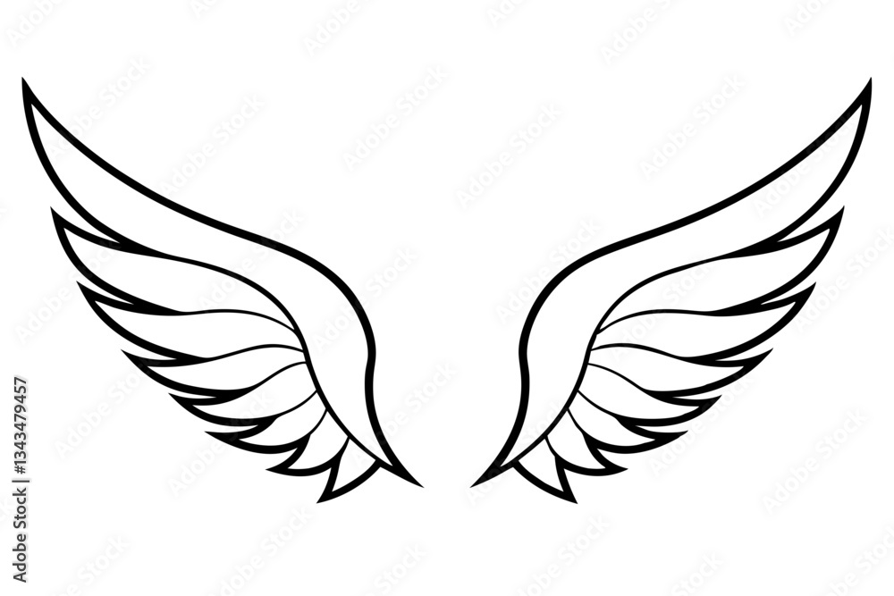 Obraz premium wings line art silhouette vector illustration