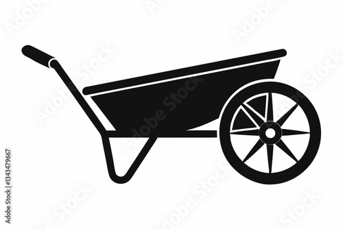 wooden carrot wheelbarrow line art silhouette vector illustration