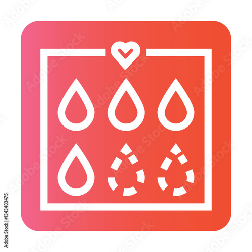 Menstrual drops line black icon. Vector isolated button.