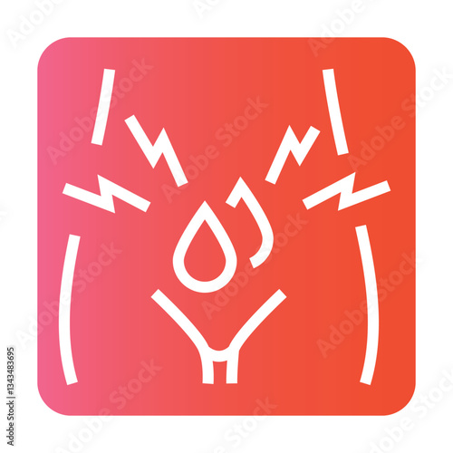 Menstruation pain line color icon. Vector isolated button.