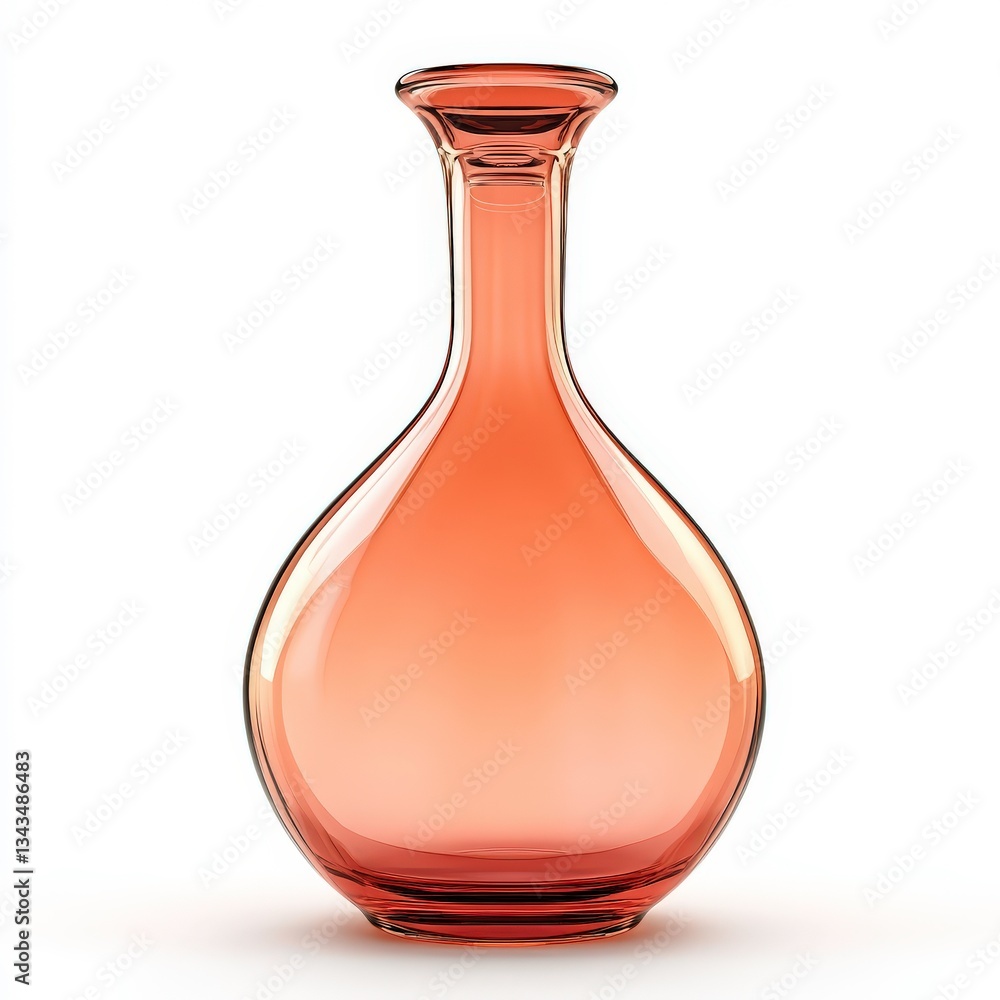 A glossy coral orange glass bottle with a rounded, asymmetrical shape and a short, wide neck. A glossy coral orange glass bottle with a rounded, asymmetrical shape and a short, wide neck.