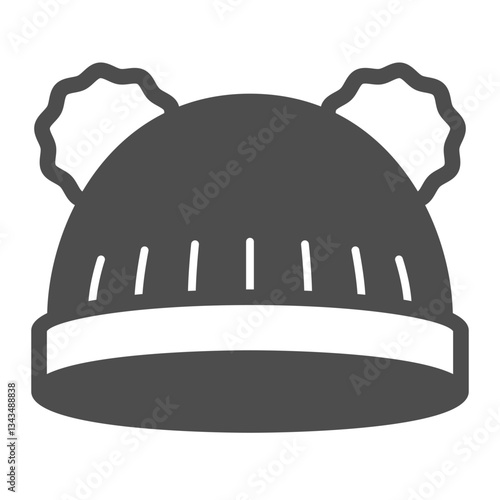 Child hat solid icon, winter headwear concept. Vector graphics. Warm wool knitted hat sign on white background, glyph style icon for mobile or web design.