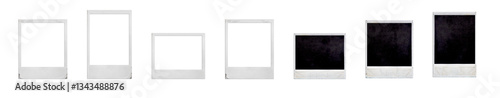 Photos Set of polaroid frames for photography: front and back sides in different sizes on isolated transparent background