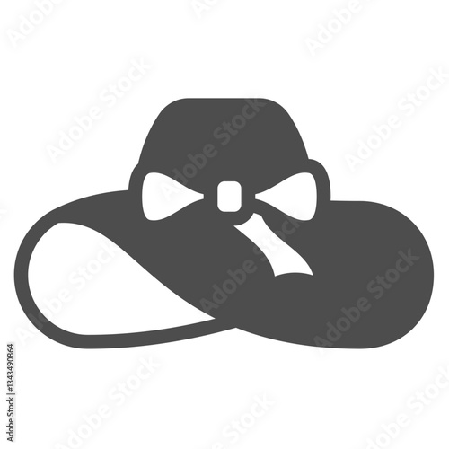 Woman hat with big bow solid icon, summertime headwear concept. Vector graphics. Lady summer hat sign on white background, glyph style icon for mobile or web design.