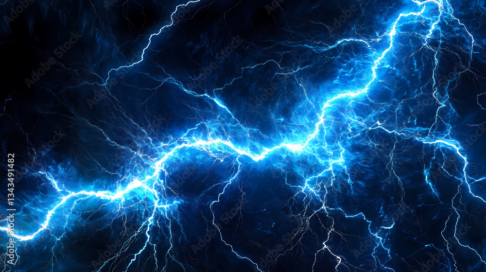 Blue Lightning Striking in Dark Background Blue Lightning Striking in Dark Background