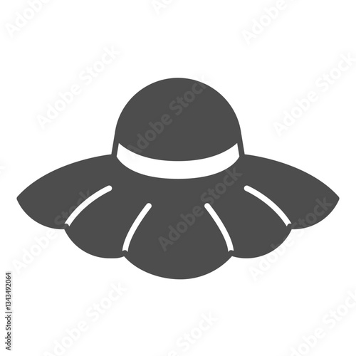 Woman hat with head belt solid icon, summertime headwear concept. Vector graphics. Lady summer hat sign on white background, glyph style icon for mobile or web design.