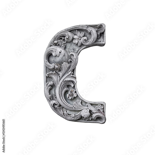 Ornate bas-relief bracket with intricate floral carvings, sculpted in stone-like material. Its baroque details and grayscale tones create a luxurious, three-dimensional, artistic masterpiece