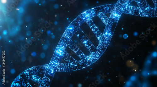 Futuristic Holographic Blue DNA Helix – High-Tech Science Background for Medical Branding, Biotech Advertising, and Digital Banners	
