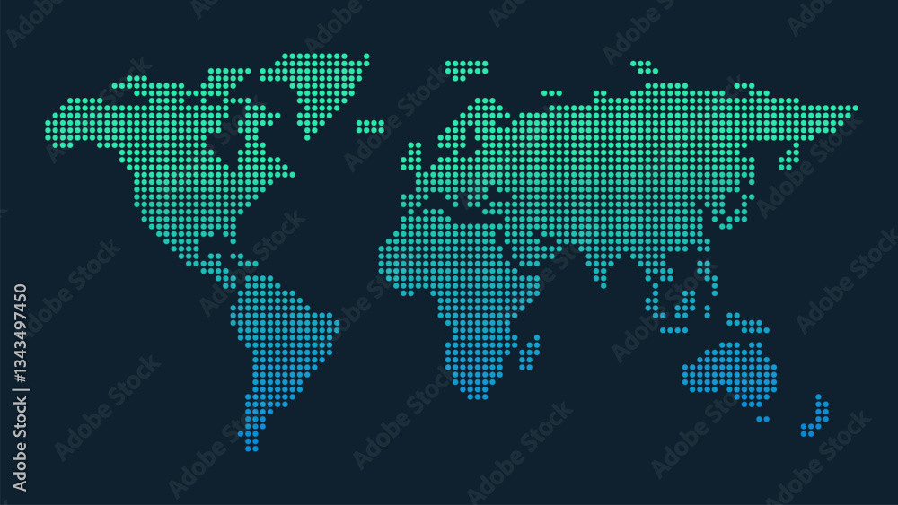 Obraz premium Vector stylish outline of world map. Colorful Flat design of continents, gradient map