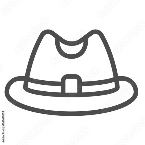 Jazz musician man hat line icon, vintage headwear concept. Vector graphics. Businessman hat sign on white background, outline style icon for mobile or web design.